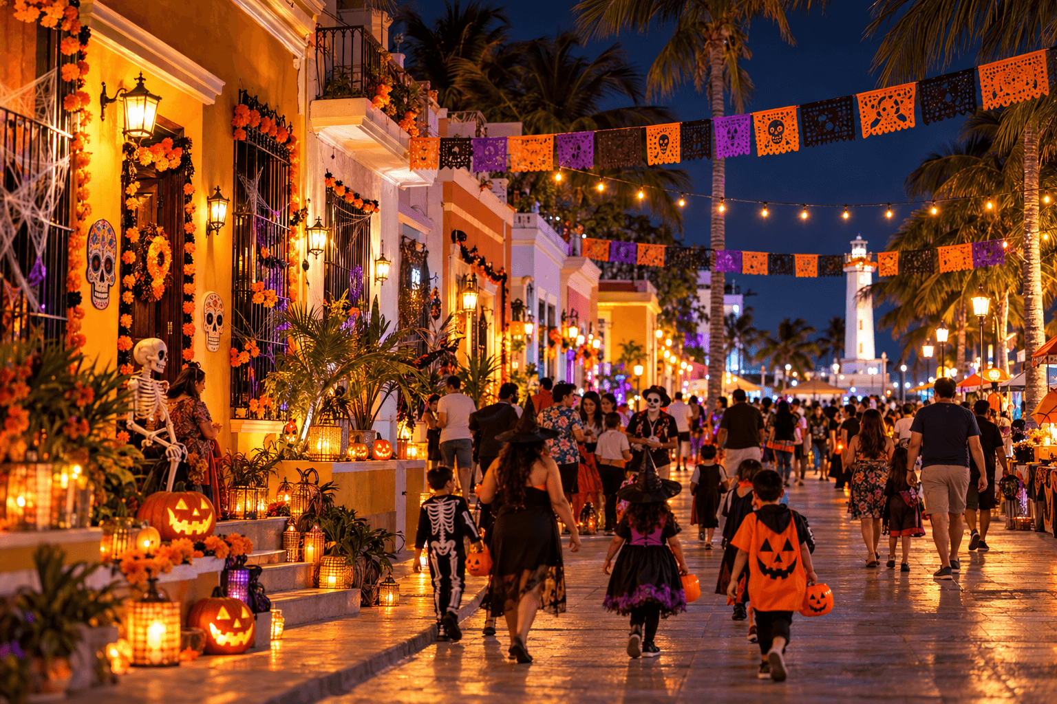Ambiente Halloween en Progreso, Yucatán